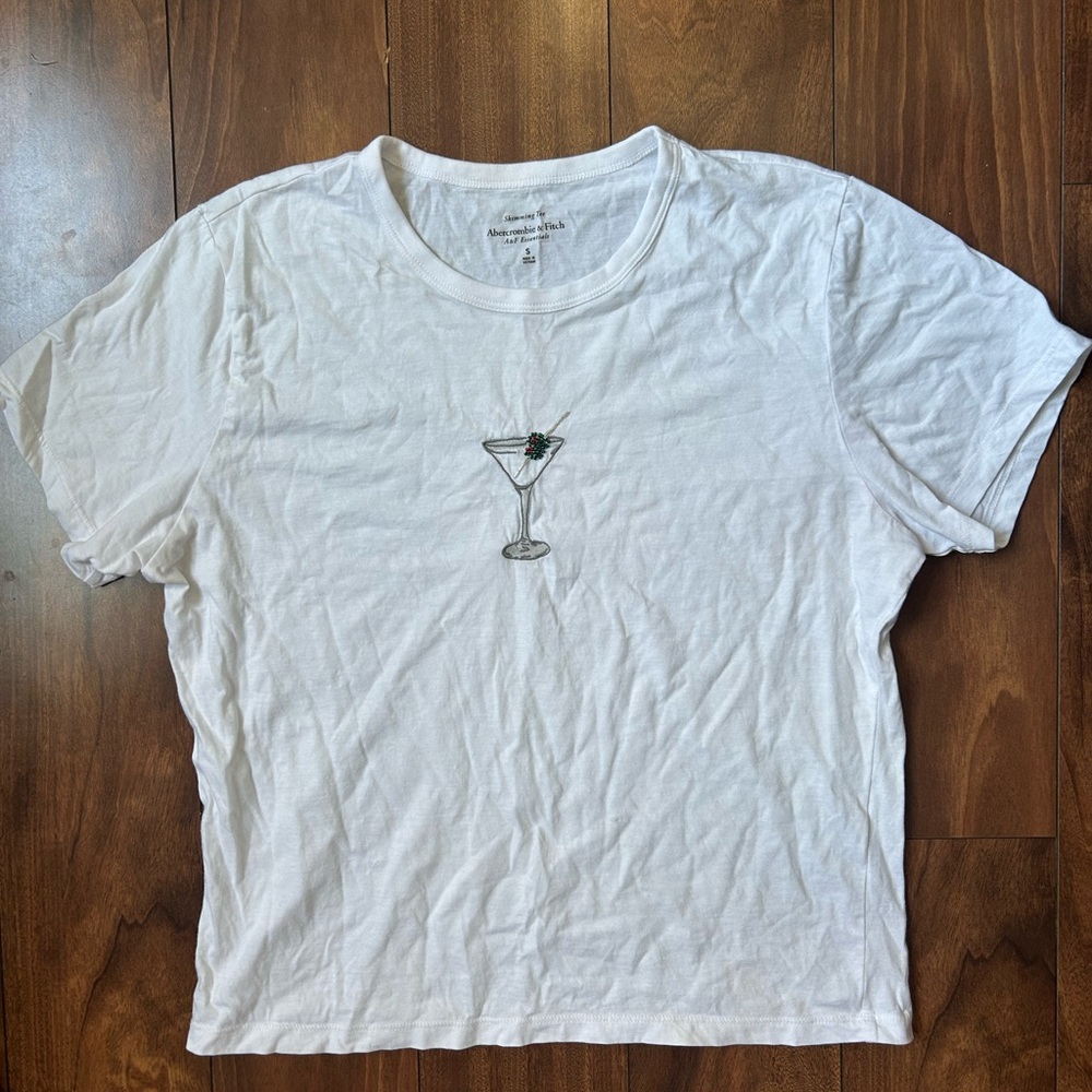 Abercrombie & Fitch White Crop Graphic T-Shirt